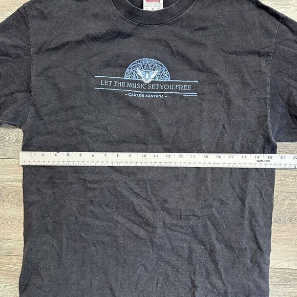 Vintage Carlos Santana Let The Music Set You Free Y2K T Shirt Sixe XL Tour Black - Picture 6 of 7